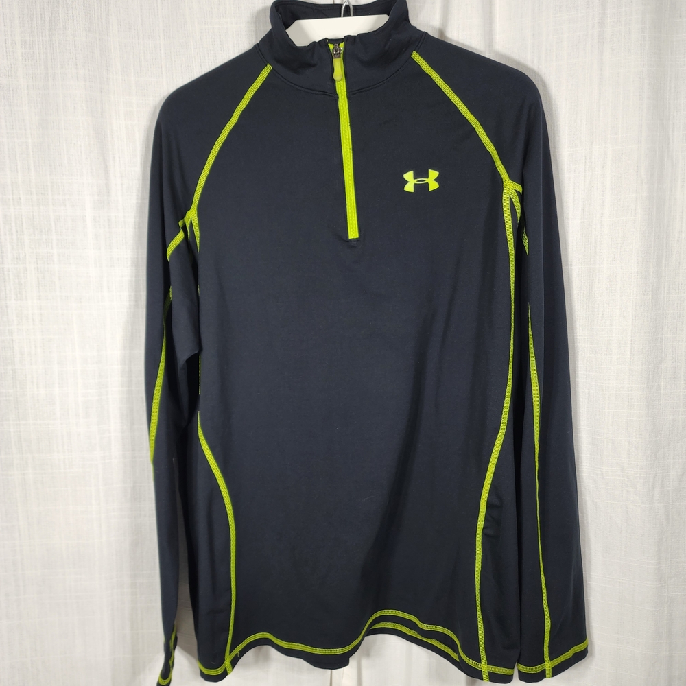 Under Armour Men's Black and Green Quarter Zip Pullover